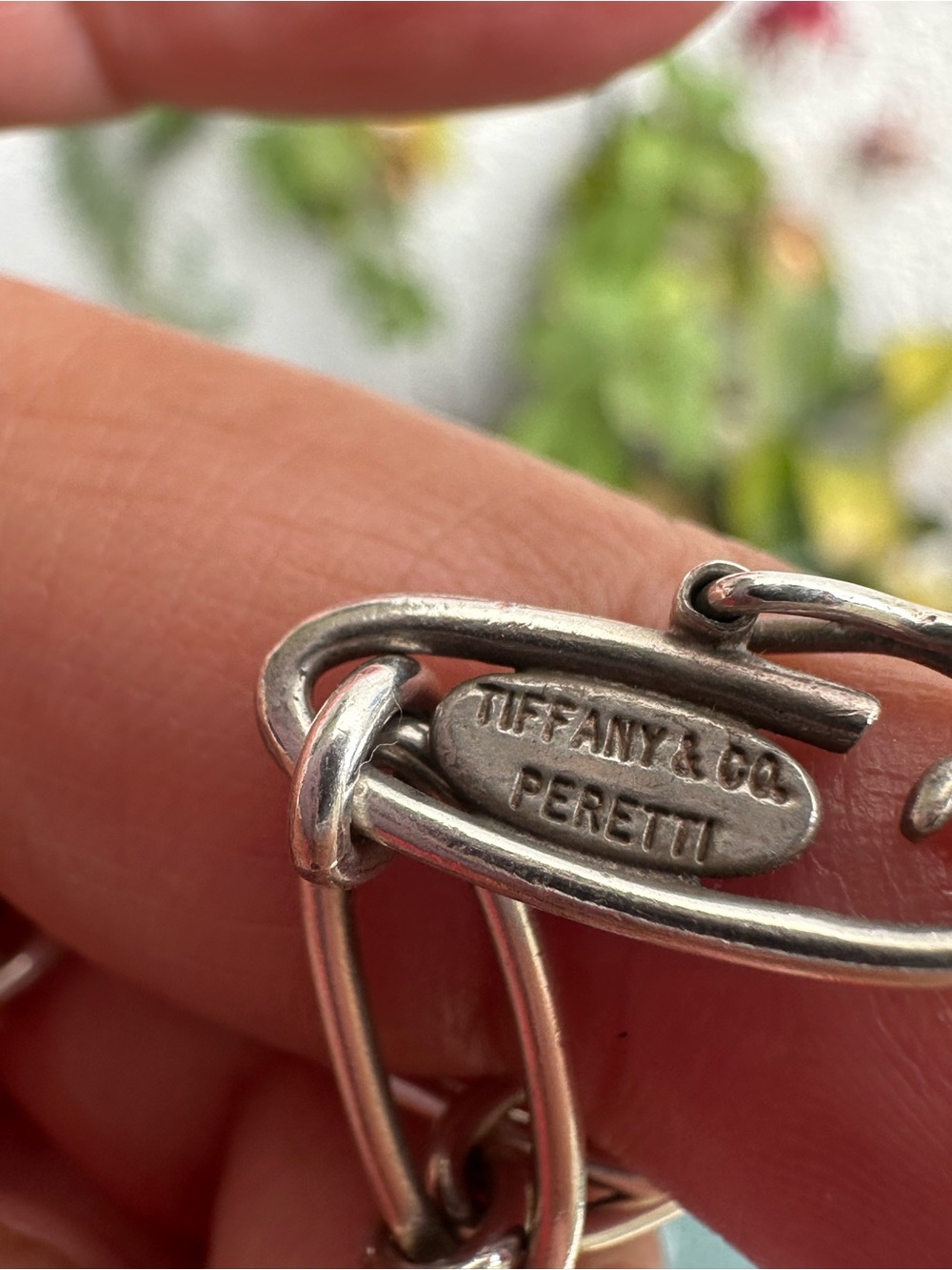 Tiffany & Co. Sterling Silver Sculptural Link Bracelet with Red Accent